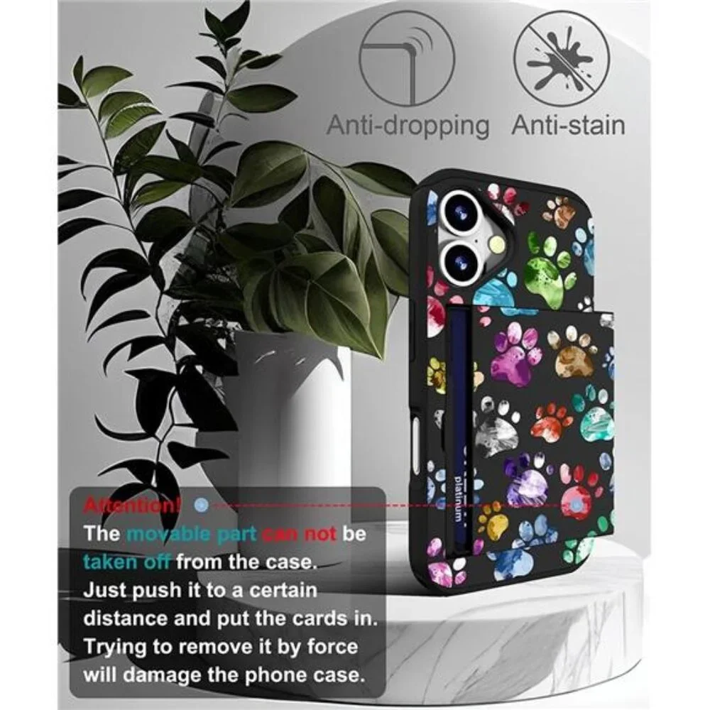 Compatible with iPhone 17 Case with Card Holder Cute Shockproof Drop Protection